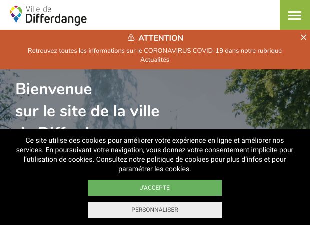Screenshot: Homepage Stadt Differdingen