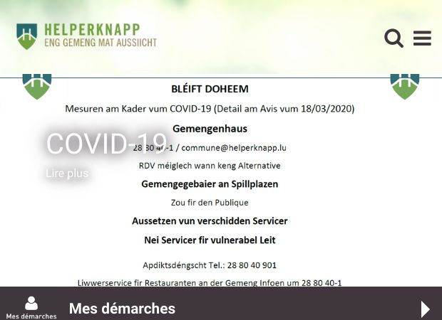 Screenshot: Homepage Gemeinde Helperknapp