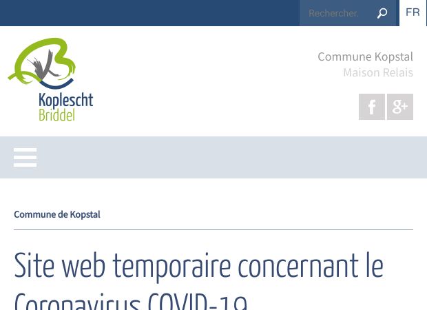 Screenshot: Homepage Gemeinde Kopstal