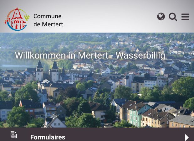 Screenshot: Homepage Gemeinde Mertert