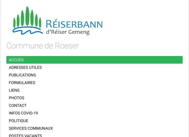 Screenshot: Homepage Gemeinde Roeser 