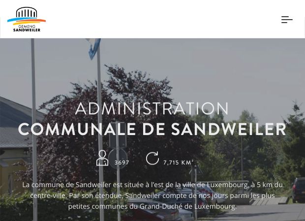 Screenshot: Homepage Gemeinde Sandweiler